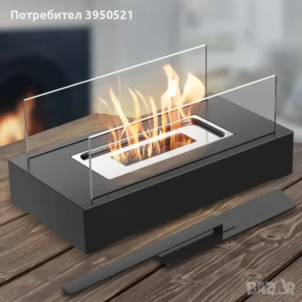 Преносима настолна Биокамина с биоетанол от стомана, 35 x 18 x 14 см, био Камина, снимка 1