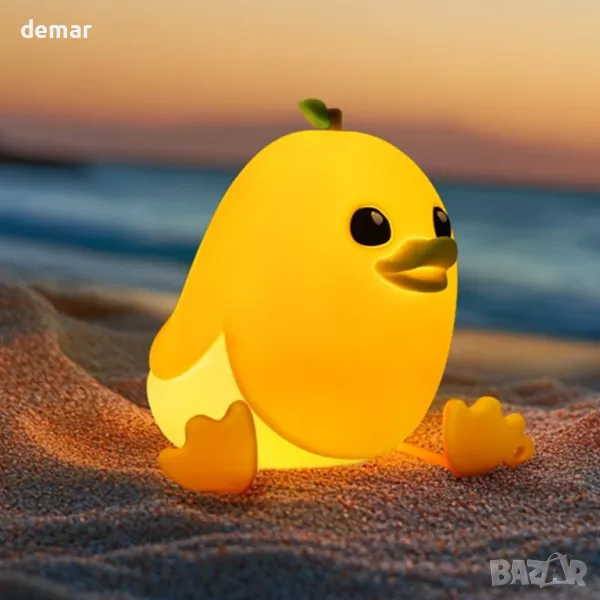 Детска нощна лампа Mewaii Mango Duck, димируема на 3 нива, силиконова с дистанционно, 1200 mAh, снимка 1
