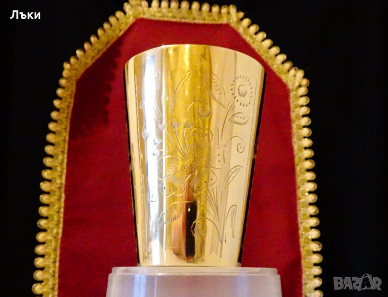 Бронзова чаша за вино Тадж Махал,цветя,250 мл. , снимка 1