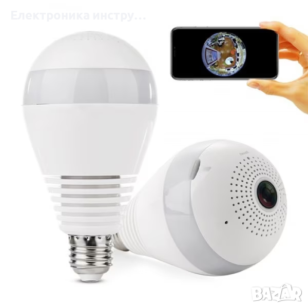 Панорамна камера тип крушка OEM Panoramic Camera Light, Бяла, снимка 1