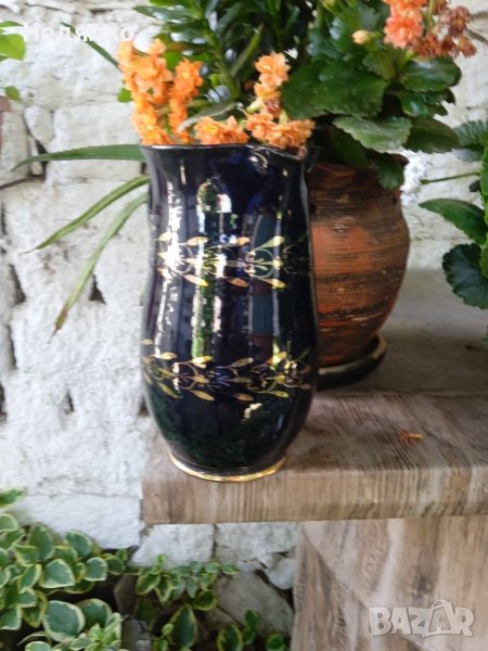 Стара красива кана,керамика,кобалт, снимка 1