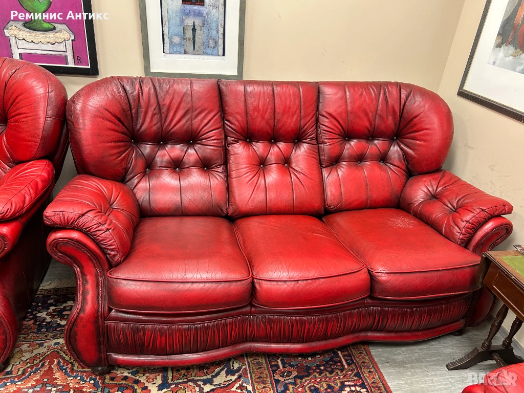 Класически диван Честърфийлд и 2 фотьойла., снимка 1