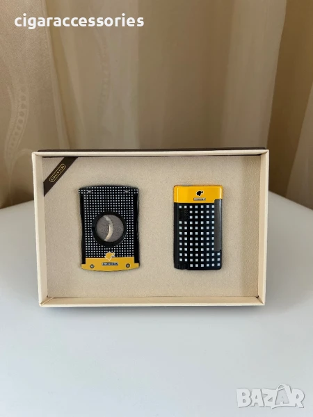 Луксозен подаръчен комплект COHIBA – Запалка и резачка за пури, снимка 1