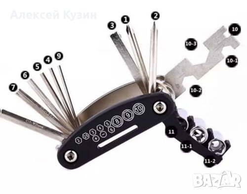 Мултифункционален велосипеден комплект PROCART, 16 в 1, Ключове / отвертки / букса / лост, снимка 1