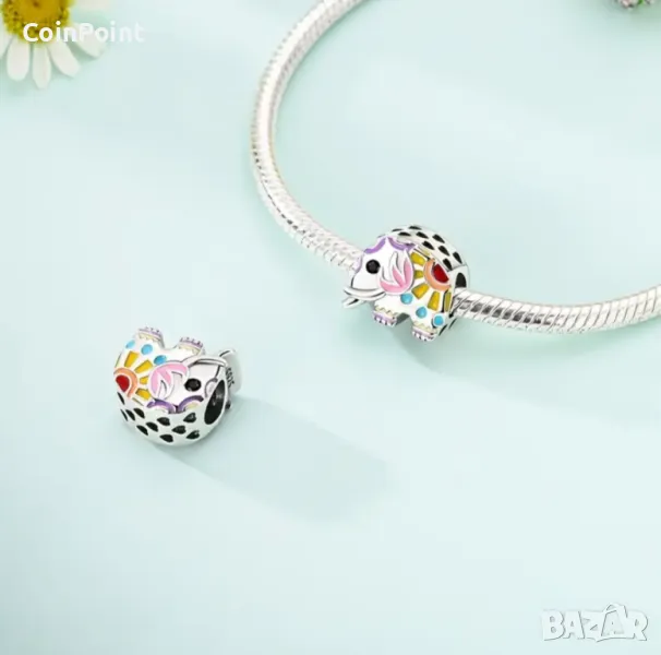 Сребърен талисман слонче за Пандора , снимка 1