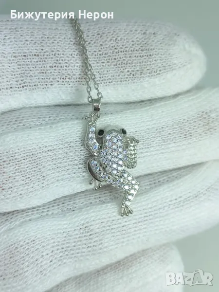 Сребърно Колие Жабче, снимка 1