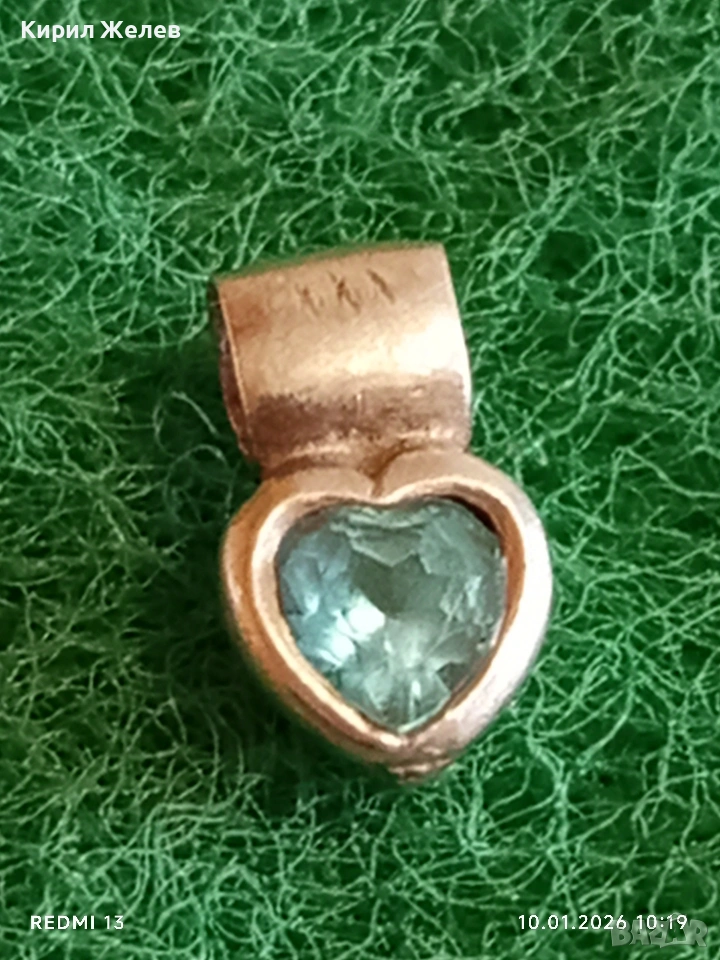 Сребърна висулка с инкростация на ТОПАЗ елегантен дизайн нежно бижу 52609, снимка 1