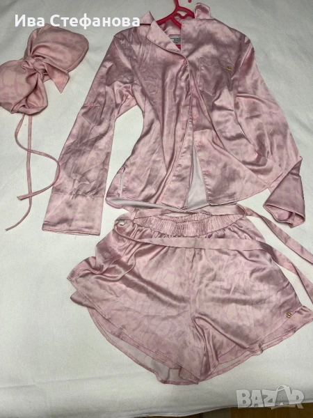 Нов уникален розов сет от ацетна коприна, Alessa, снимка 1