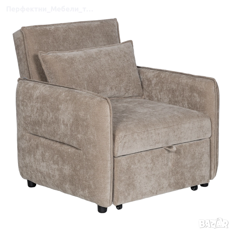 Разтегателен фотьойл,кресло-легло с дамаска/възглавница в СИВ,бежев и тъмно сив цвят-ДОСТАВКА 2 ДНИ, снимка 1