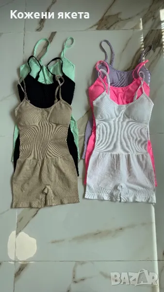 Оформящи къси гащеризони с тънки презрамки, снимка 1