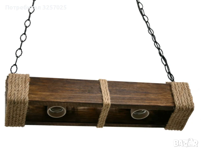 Дървени винтидж полилеи - ръчна изработка за дома, тераса, механа, барбекю, битова стая, битов кът, снимка 1