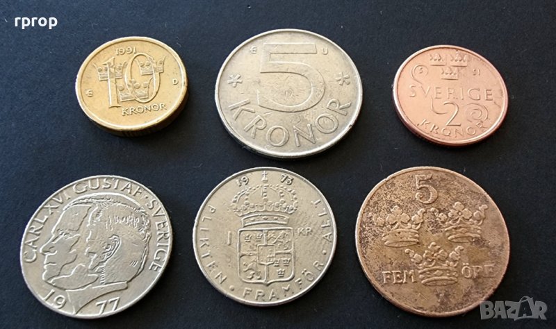 Монети.Швеция. Шведски крони. 6 бр., снимка 1