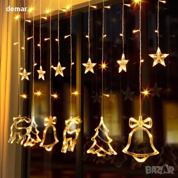 Приказни светлини за завеси GlobaLink, 2,3 метра, 138 LED, 8 режима, снимка 1