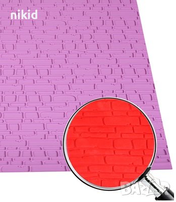 Тухли плочки грамаден силиконов молд подложка килим с текстура релеф украса декор торта дантела, снимка 1