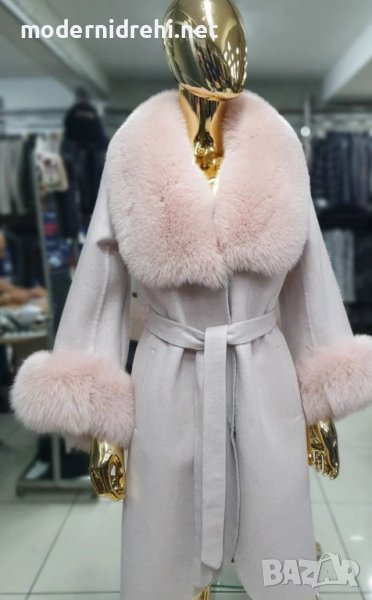 Дамско луксозно палто кашмир вълна и лисица код 348, снимка 1