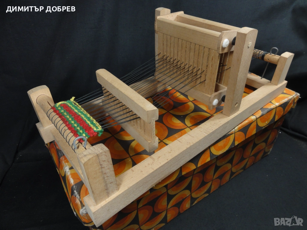 СТАРА РЕТРО СОЦ НРБ ДЪРВЕНА ИГРАЧКА ТЪКАЧЕН СТАН, снимка 1