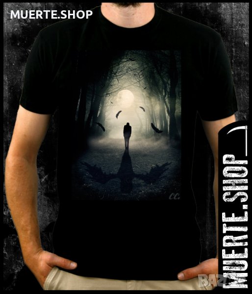 Черна тениска с щампа FALLEN ANGEL, снимка 1