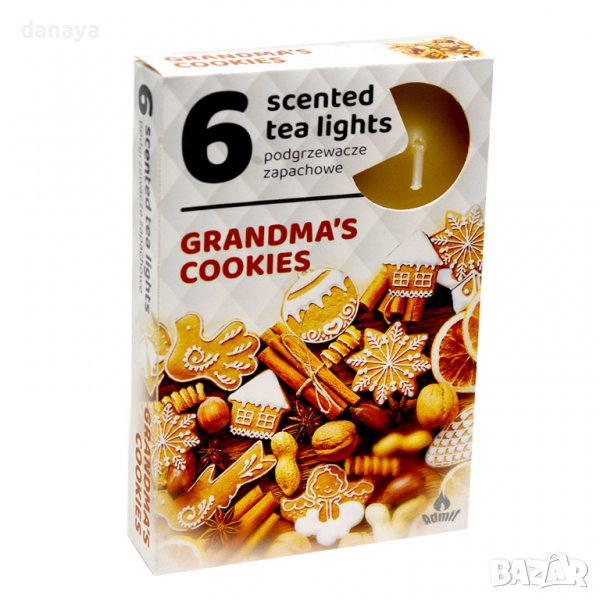 3260 Комплект ароматизирани коледни чаени свещи Grandma’s Cookies, снимка 1