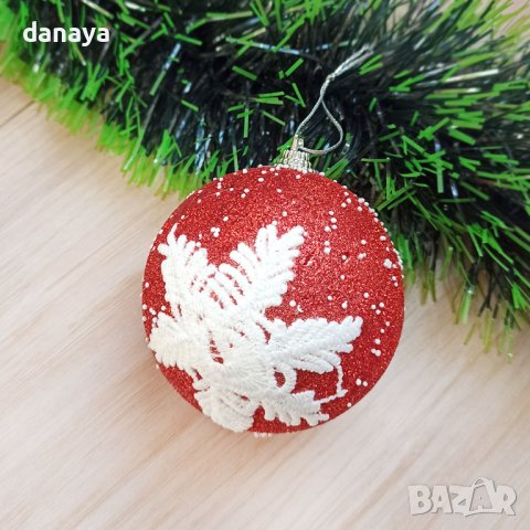 3383 Блестяща коледна топка за елха с декорация снежинка, 8 см, снимка 6 - Декорация за дома - 39084984