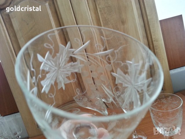 Ретро чаши за вино художествена гравюра, снимка 5 - Антикварни и старинни предмети - 37348100