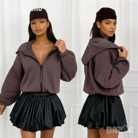 Дамска мини пола от еко кожа с вградени къси панталони, 2цвята , снимка 15 - Поли - 52567546