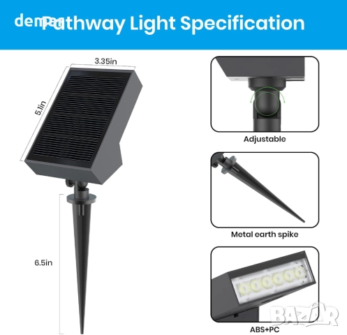 SOTTLOT Соларен LED прожектор за външен монтаж, димируем, топло бяло 3000K, IP65, 1 бр., снимка 5 - Соларни лампи - 51933556