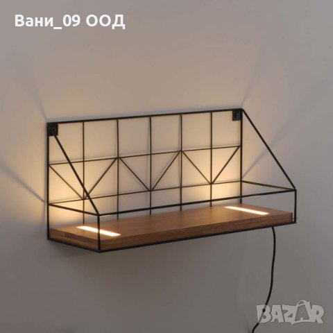 Стенен рафт с осветление, снимка 2 - Лампи за стена - 38416319