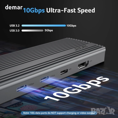 Многопортов хъб Acer USB C, 4K/60Hz HDMI, 1080P VGA, 2x10Gbps USB C, снимка 3 - Кабели и адаптери - 51688034