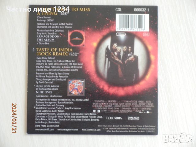 Aerosmith - I Don't Want To Miss a Thing - 1998 /Armageddon soundtrack - CD single, снимка 2 - CD дискове - 44430978