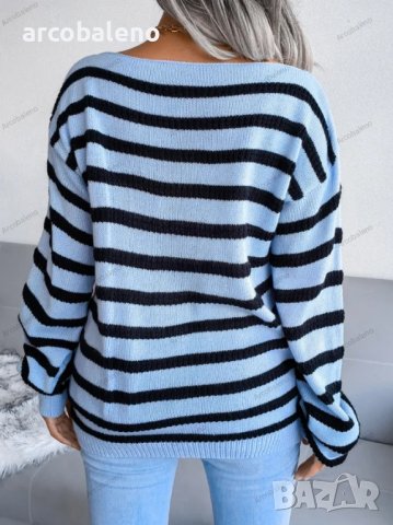 Дамски свободен пуловер с права яка и отворени рамена, 3цвята - 023, снимка 3 - Блузи с дълъг ръкав и пуловери - 39378500
