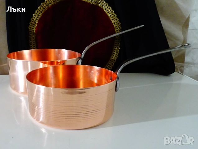 Медна тенджера,тиган,4 л. ,чиста червена мед. , снимка 10 - Антикварни и старинни предмети - 52595178