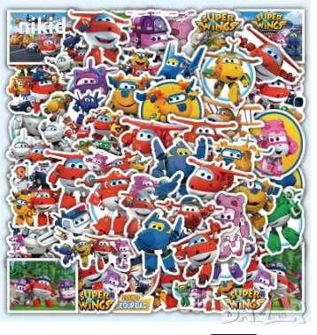 50 бр super wings самозалепващи лепенки стикери за украса декор картонена торта ръчна изработка, снимка 3 - Други - 44329836