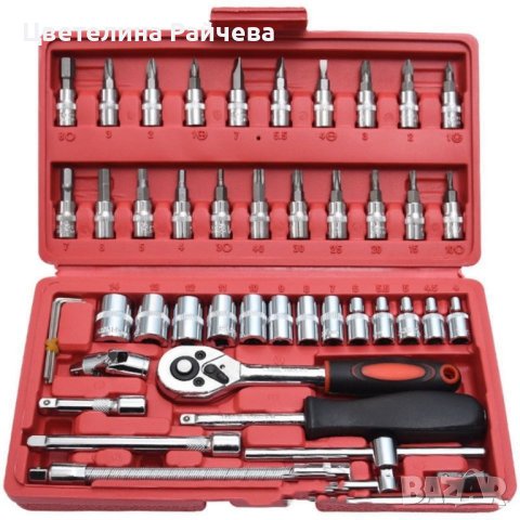 Комплект за ремонт на автомобил от 46 части ISC Chromium Steel , снимка 11 - Куфари с инструменти - 42235004