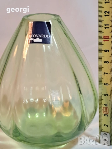 стъклена ваза Leonardo цветно зелено стъкло 32/4, снимка 4 - Вази - 53210332