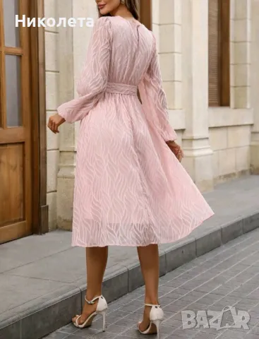 Разкроена рокля с ръкави, снимка 3 - Рокли - 50325315