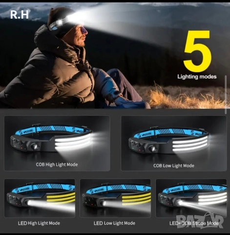 LED челник със сензор за движение и фенерче, снимка 2 - Други - 52220812