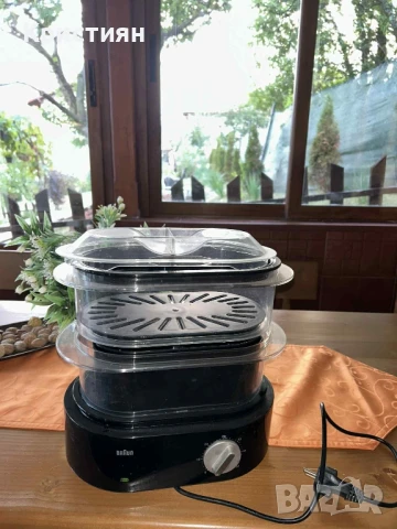 Уред за готвене на пара Braun FS5100, 850W, 3.1 л, 2 съда, Easy-Timer, Черен Premium