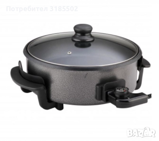 Електрически тиган за приготвяне на пица Rosberg, 1500W, 32 см, Терморегулатор, Незалепващо покритие, снимка 2 - Съдове за готвене - 51432615