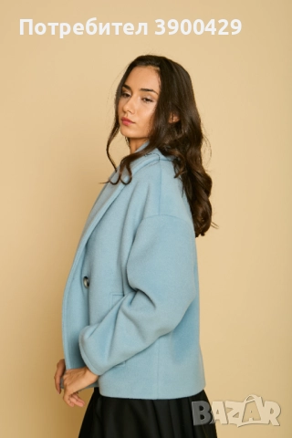 Дамско Вълнено Късо Палто Gabriel coat - Небесно Синьо, снимка 4 - Палта, манта - 52183881