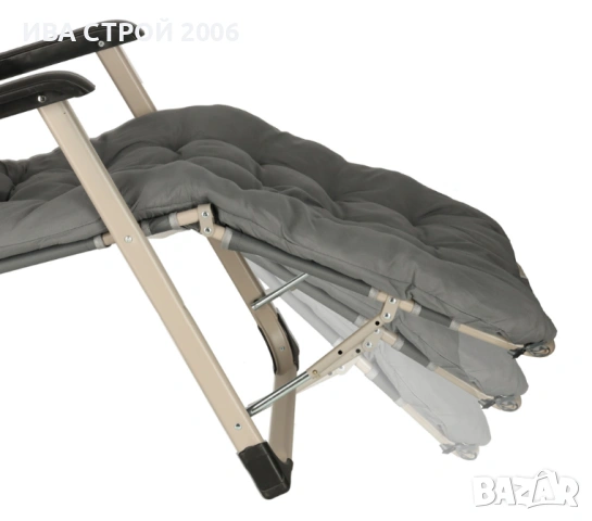 Сгъваем градински шезлонг с възглавница | Регулируем шезлонг за градина, тераса и плаж, снимка 4 - Градински мебели, декорация  - 54192593