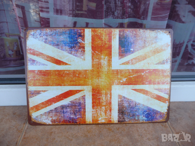 Метална табела знаме Англия Великобритания ретро UK Лондон  