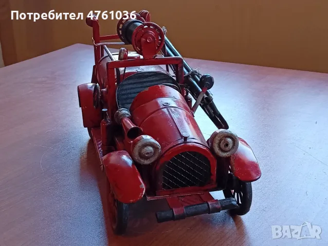 Стара ръчно изработена метална количка пожарна, снимка 10 - Колекции - 55962185