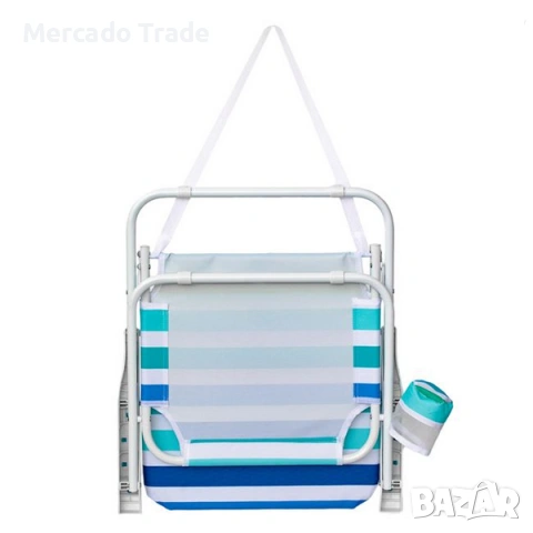 Сгъваем стол с подлакътници Mercado Trade, За къмпинг или плаж, Синьо-Зелен, снимка 4 - Къмпинг осветление - 54109877