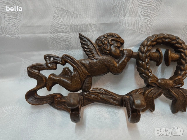 Ретро закачалка от масивен чугун – Бароков стил с ангели, снимка 5 - Антикварни и старинни предмети - 54087060