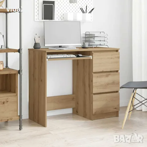 vidaXL Бюро, дъб артизан, 90x45x76 см, инженерно дърво, снимка 3 - Бюра - 56148265