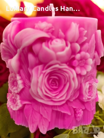 Свещ “ Розова магия”, снимка 3 - Декорация за дома - 53225137