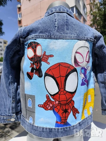 Стилно яке с ръчно рисувани герои – трима герои, снимка 12 - Детски якета и елеци - 53298568