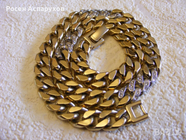 Масивно Позлатено Колие Синджир Сваровски