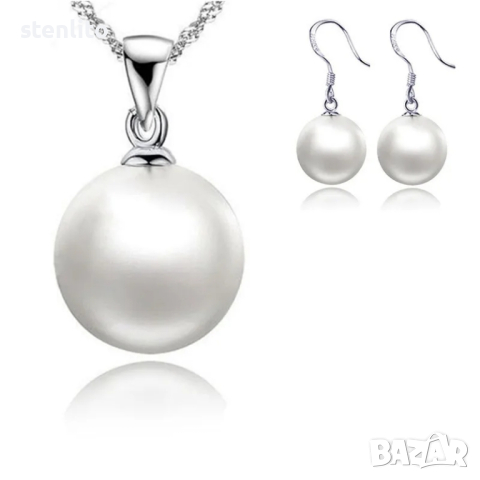 Сребърни обеци “Висяща Перла”