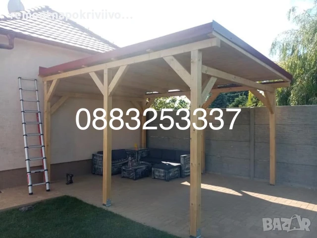 Дървени Навеси Изграждане Дървени конструкции Тераси Беседки, снимка 3 - Ремонти на покриви - 50661343